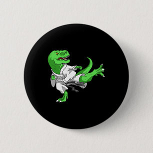 Macaron Rond 5 Cm Karate T-rex Dino Elève Dinosaure Professeur Karat