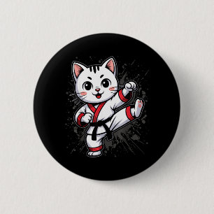Macaron Rond 5 Cm Karate Taekwondo Chat Drôle Jiu Jitsu Femmes Fille