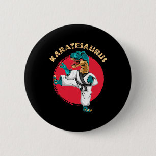 Macaron Rond 5 Cm Karatesaurus Drôle Dinosaure de karaté 