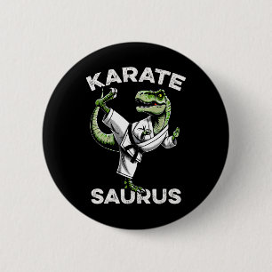 Macaron Rond 5 Cm Karatesaurus T-rex Karaté Dino Dinosaure Drôle Mar