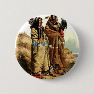 Macaron Rond 5 Cm Karl Bodmer-SihChida&MahchsiKarehde, Indiens de