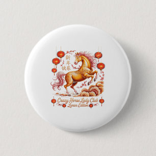 Macaron Rond 5 Cm Kawaii 2026 Année de la Dame du Club du Cheval Fou