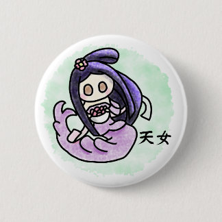 Macaron Rond 5 Cm Kawaii Ange Traditionnel Japonais Tennyo et Kanji
