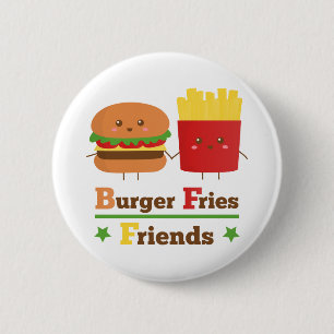 Macaron Rond 5 Cm Kawaii Cartoon Burger Frites Amis BFF