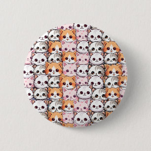 Macaron Rond 5 Cm Kawaii Chat félin Kitten visage animal de compagni