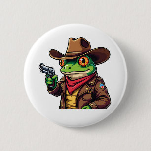 Macaron Rond 5 Cm Kawaii Drôle Cowboy Occidental Amateurs de grenoui
