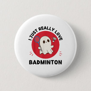 Macaron Rond 5 Cm Kawaii Ghost Badminton Lover I Just Vraiment Love 