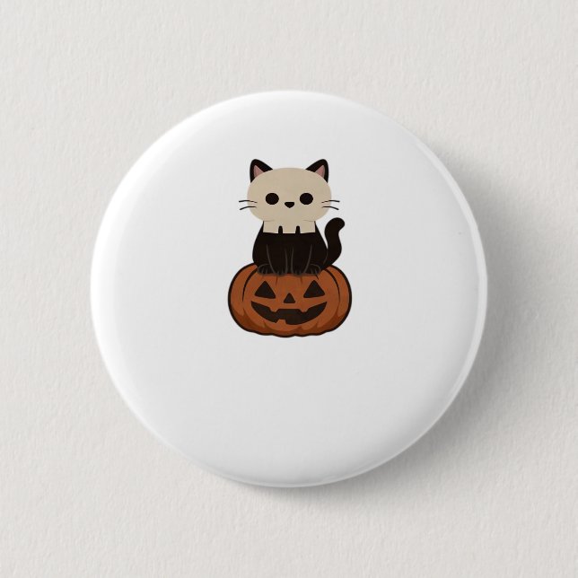 Macaron Rond 5 Cm Kawaii Halloween Chat et citrouille T-shirt surdim (Devant)