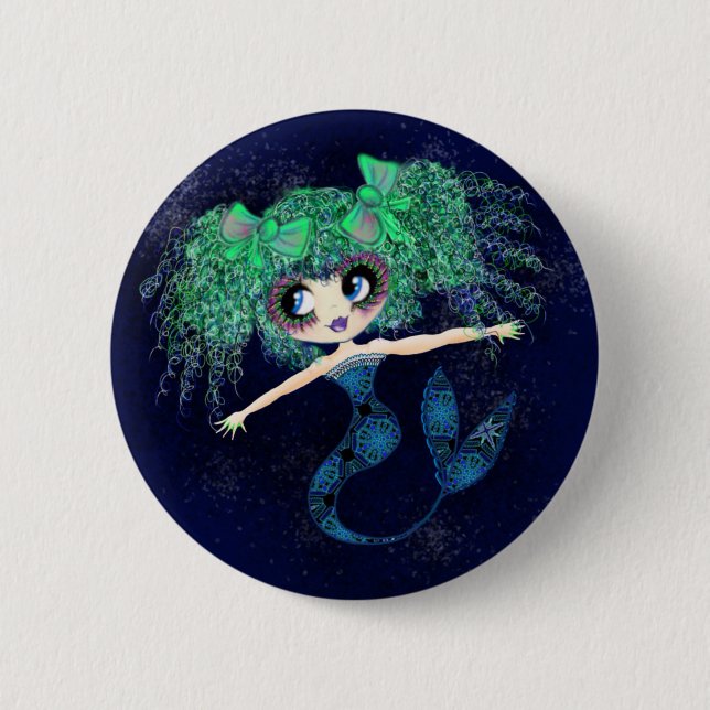 Macaron Rond 5 Cm Kawaii Mermaid si mignon (Devant)