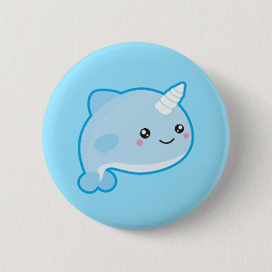 Macaron Rond 5 Cm Kawaii Narwhal