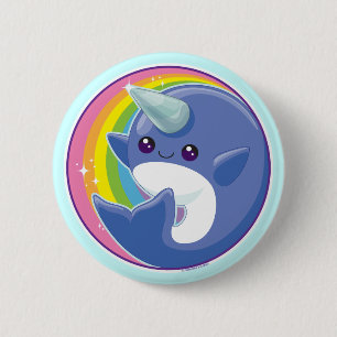 Macaron Rond 5 Cm Kawaii Narwhal
