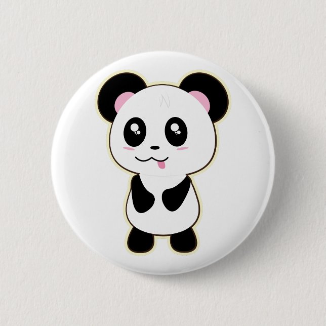 Macaron Rond 5 Cm Kawaii Panda mignonne (Devant)