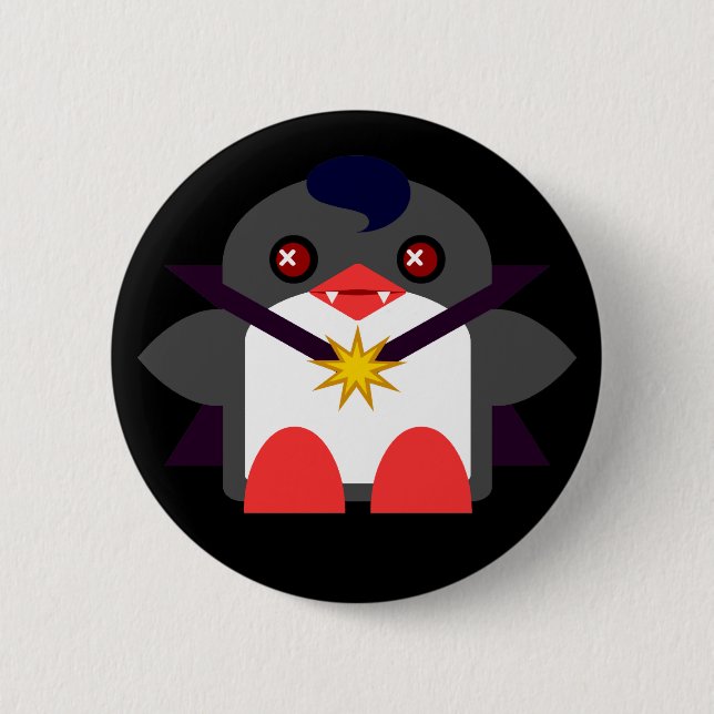 Macaron Rond 5 Cm Kawaii Penguin Vampire (Devant)