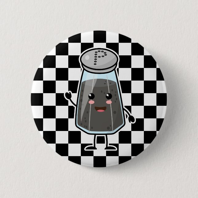 Macaron Rond 5 Cm Kawaii Pepper Shaker : Les meilleurs amis pour tou (Devant)