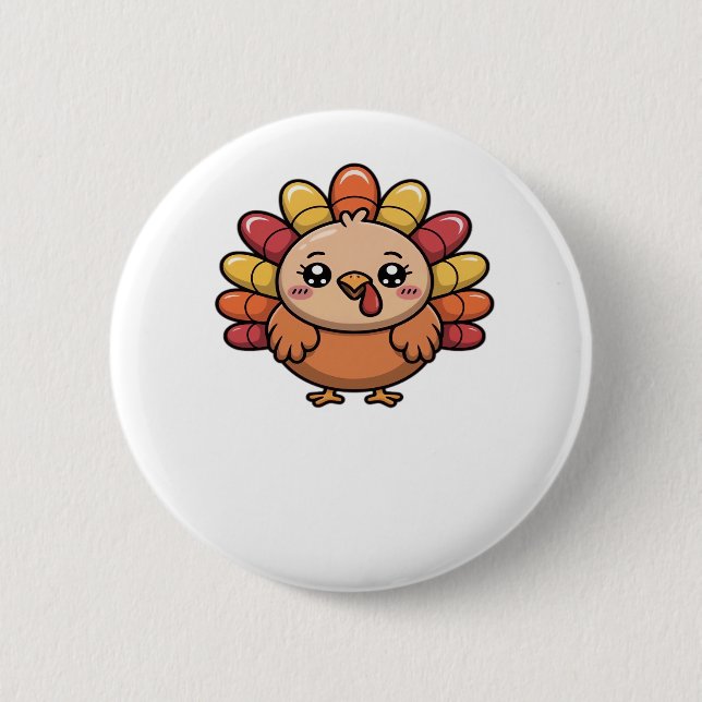 Macaron Rond 5 Cm kawaii thanksgiving turkey Classic T-shirt_1 (Devant)