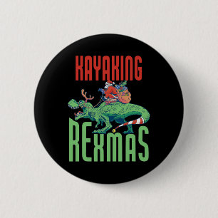 Macaron Rond 5 Cm Kayaking Rexmas T-rex dinosaure Noël vacances K