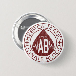 Macaron Rond 5 Cm Keep Calm And Donate Blood Emblem Blood Type AB