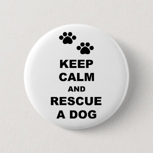 Macaron Rond 5 Cm Keep Calm and Rescue A Dog