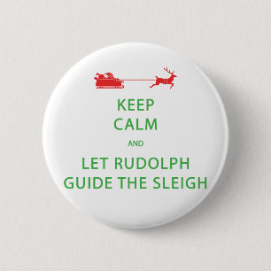 Macaron Rond 5 Cm Keep Calm Let Rudolph Guide Sleigh