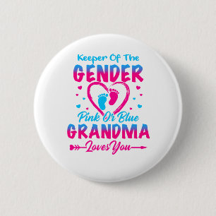 Macaron Rond 5 Cm Keeper Of The Gender Pink or Blue Grandma Love You