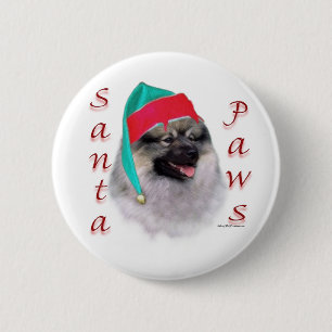 Macaron Rond 5 Cm Keeshond Père Noël Paws