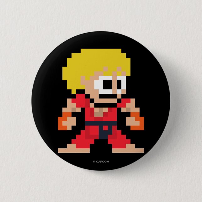 Macaron Rond 5 Cm Ken à 8 bits (Devant)