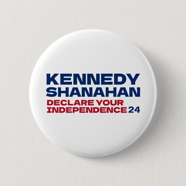 Macaron Rond 5 Cm Kennedy et Shanahan 2024 Slogan Pin Button (Devant)