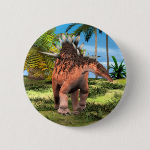 Macaron Rond 5 Cm Kentrosaurus Dinosaure Jungle Art Préhistorique
