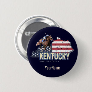 Macaron Rond 5 Cm Kentucky United States Retro State Map Vintage USA