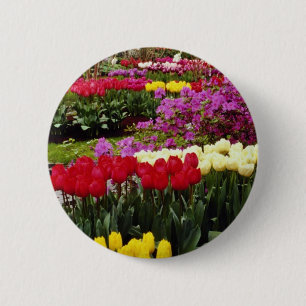 Macaron Rond 5 Cm Keukenhof jaune fait du jardinage, Amsterdam,