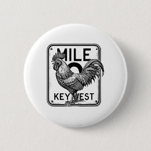 Macaron Rond 5 Cm Key West Floride Poulet Rétro Mile 0 Coq Mile