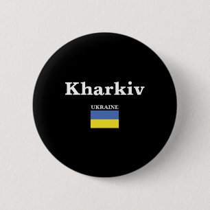 Macaron Rond 5 Cm Kharkiv Ukraine et le drapeau ukrainien d'Ukraine 