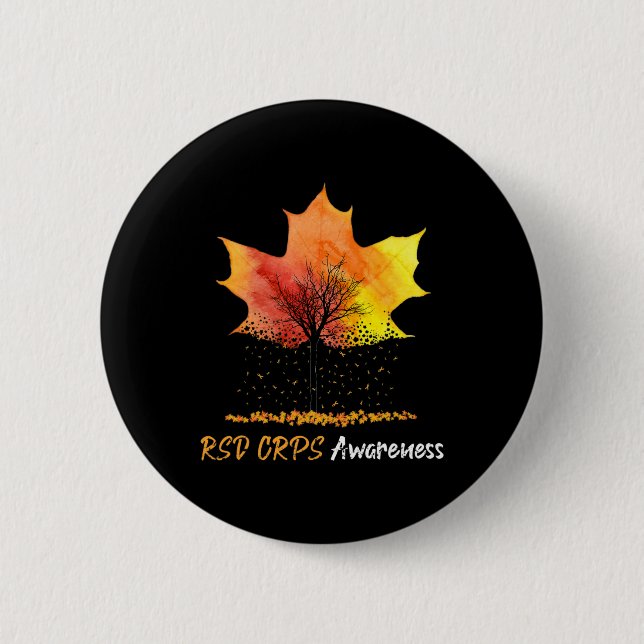 Macaron Rond 5 Cm Ki Maple Leaf RSD Costume de sensibilisation CRPS  (Devant)