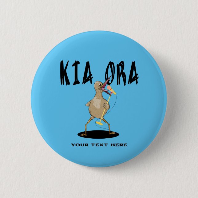 Macaron Rond 5 Cm Kia ora Kiwi Salutation Maori (Devant)