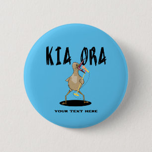 Macaron Rond 5 Cm Kia ora Kiwi Salutation Maori