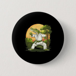 Macaron Rond 5 Cm Kickboxing Crocodile Taekwondo Karaté Mma Drôle Ma