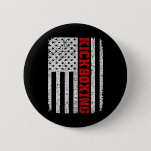 Macaron Rond 5 Cm Kickboxing Drapeau Américain 4 Juillet Patriotique