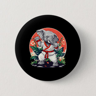 Macaron Rond 5 Cm Kickboxing Éléphant Taekwondo Karaté MMA Drôle