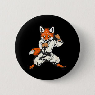 Macaron Rond 5 Cm Kickboxing Fox Taekwondo Karaté Mma Drôle d'Art Ma