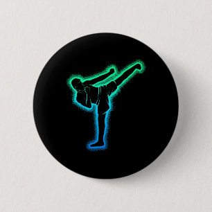 Macaron Rond 5 Cm Kickboxing Kickboxer Karaté Taekwondo Enfants Garç