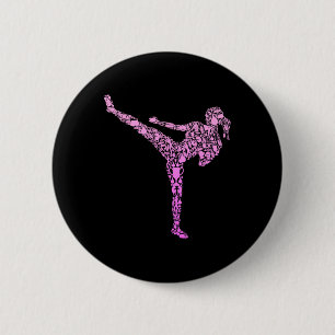 Macaron Rond 5 Cm Kickboxing Kickboxeuse Karaté Filles Enfants Femme