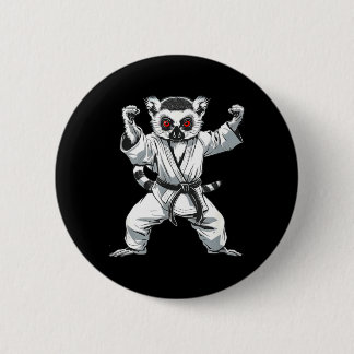 Macaron Rond 5 Cm Kickboxing Lémurien Arts Martiaux Karaté Jiu-Jitsu