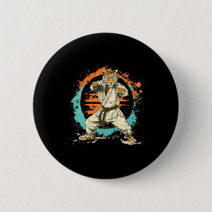 Macaron Rond 5 Cm Kickboxing Léopard Taekwondo Karaté Mma Arts Marti