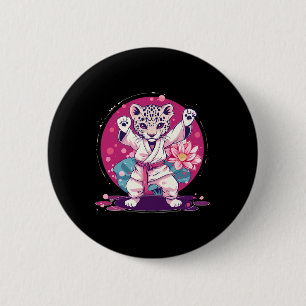 Macaron Rond 5 Cm Kickboxing Léopard Taekwondo Karaté Mma Arts Marti