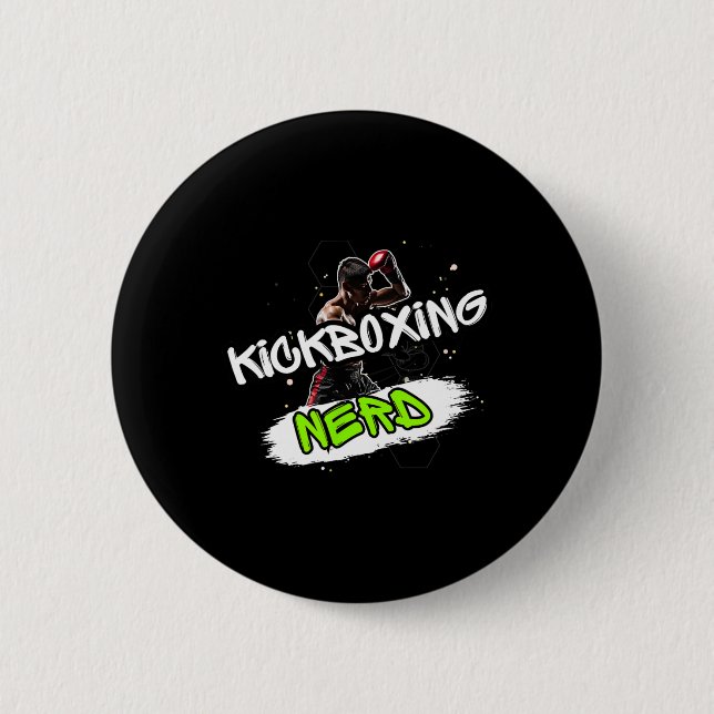 Macaron Rond 5 Cm Kickboxing Nerd  (Devant)