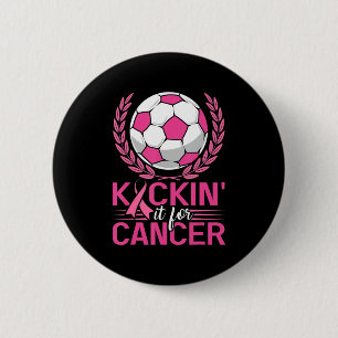 Macaron Rond 5 Cm Kickin It for Cancer Soccer Pink Ribbon Breast Can