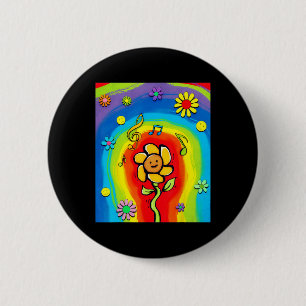 Macaron Rond 5 Cm Kidcore esthétique Rainbow Dancing Flower 80s 90s 