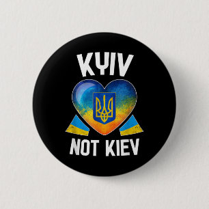Macaron Rond 5 Cm Kiev Pas Kiev _ Drapeau ukrainien Coeur Soutenez l