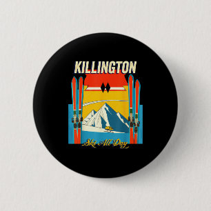 Macaron Rond 5 Cm Killington vermont jour de ski - style rétro vinta