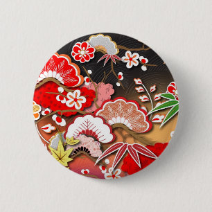 Macaron Rond 5 Cm Kimono élégant - conception de Japonais